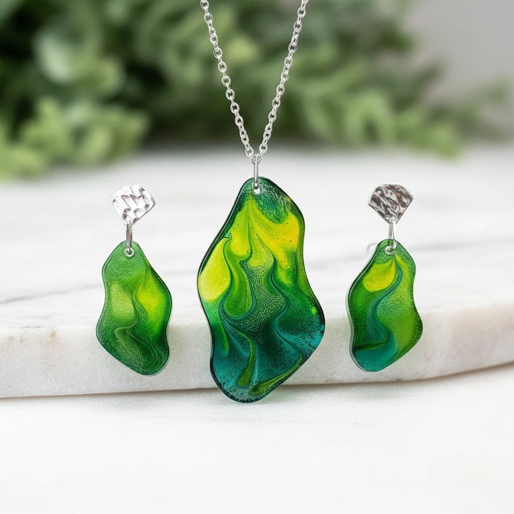 AURA FLOW Abstract Pendant & Earring Set