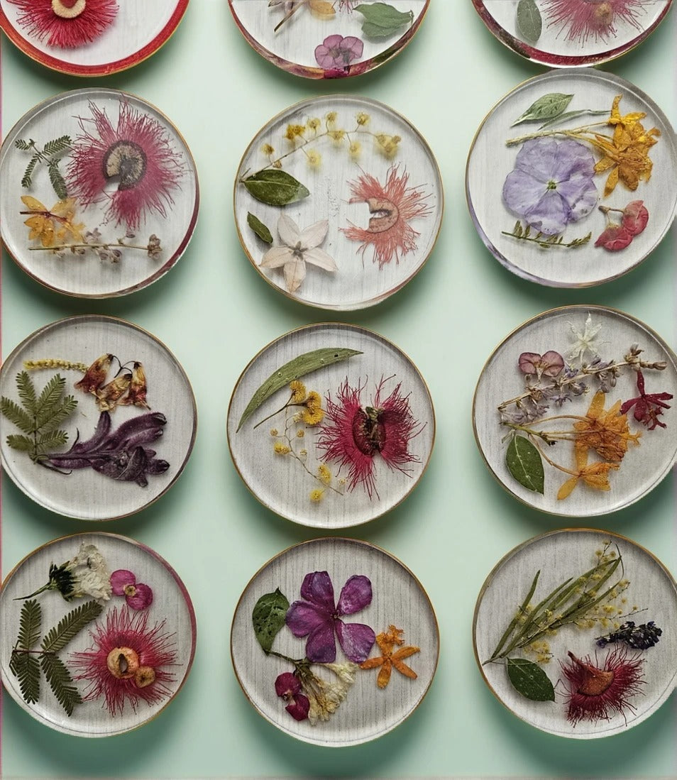 AUSTRALIAN NATIVE FLOWER COASTERS - Set of 4