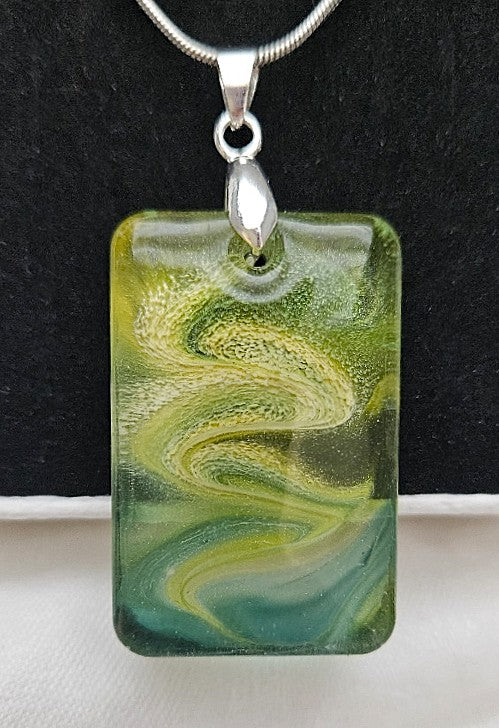 Rectangular Cabachon Pendant - OLIVE and CLOUD
