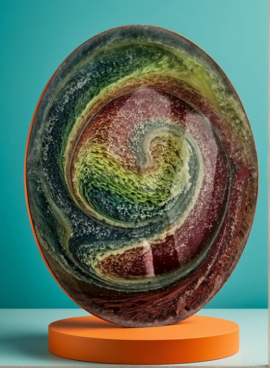 Oval Resin Petrie Cabachon Pendant -Multi