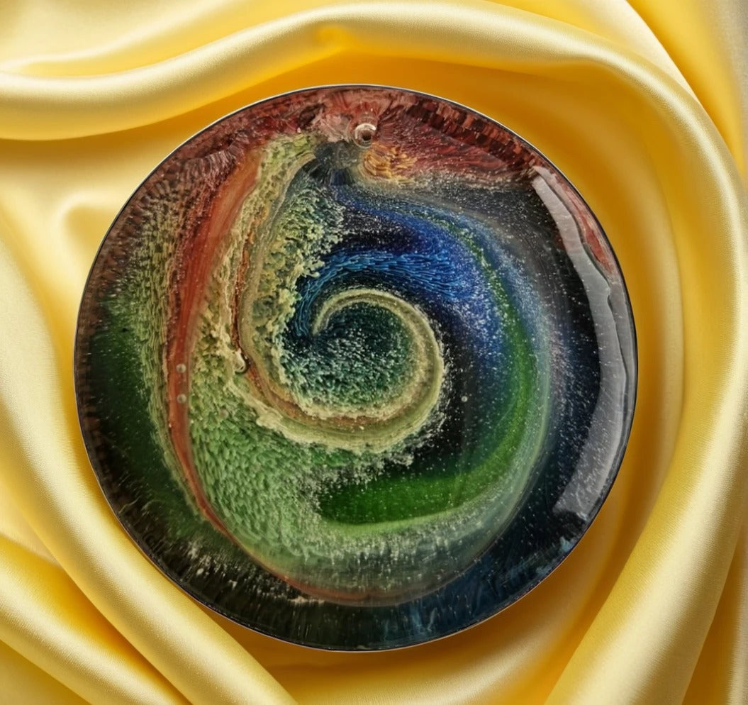 Round Resin Petrie Cabachon Pendant - Multi