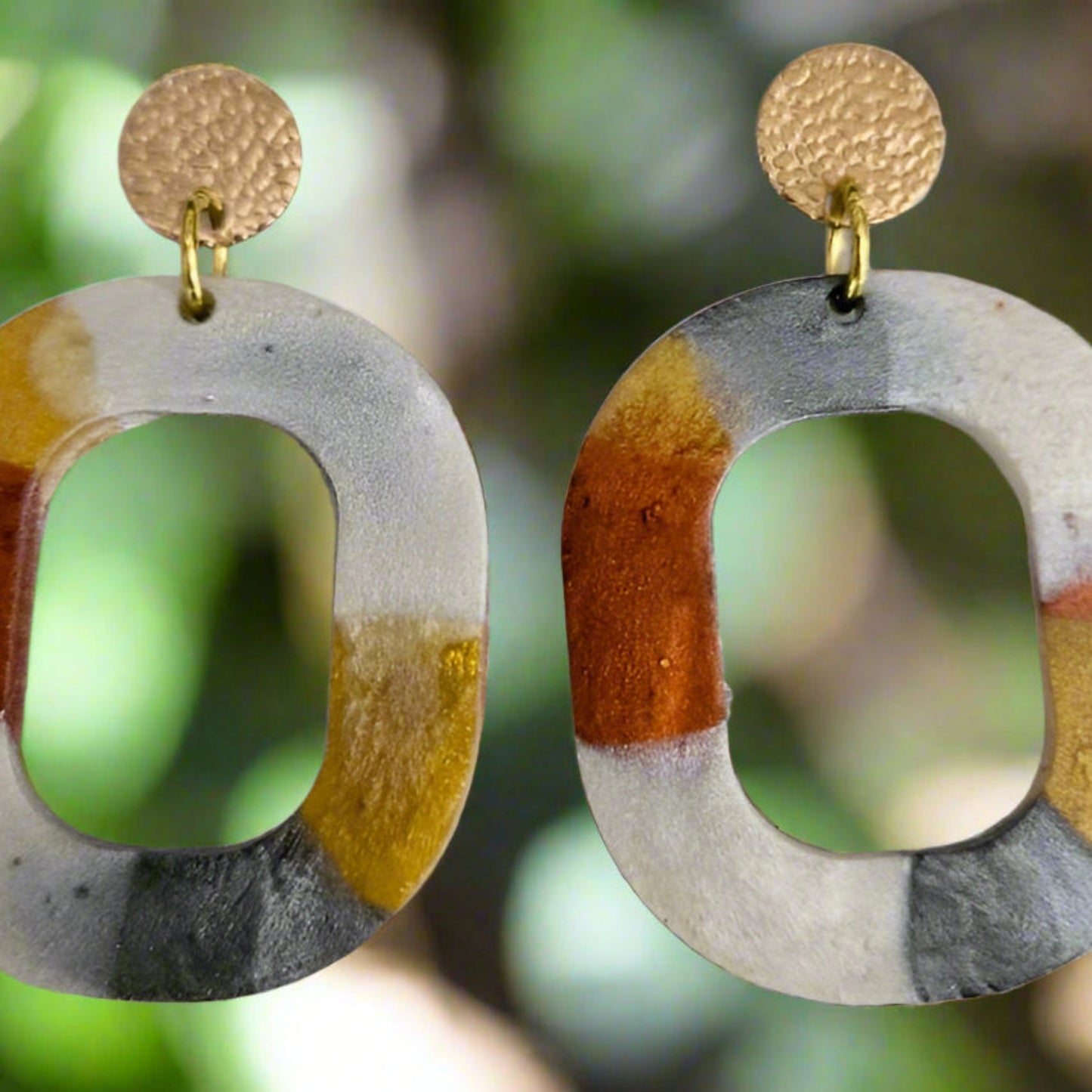 Rounded Square STUD Earrings - AUTUMN