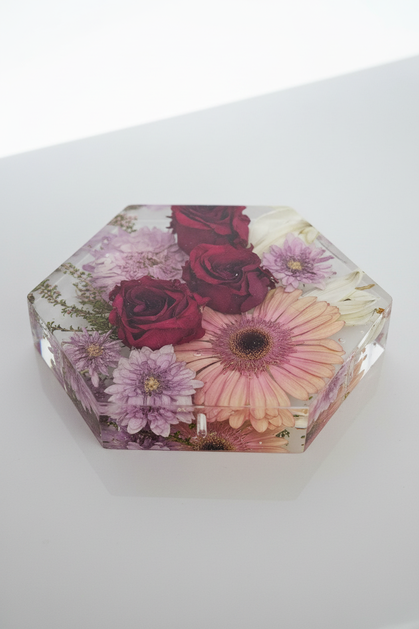 EVER AFTER BLOOMS: Custom Resin Keepsakes - HEXAGON
