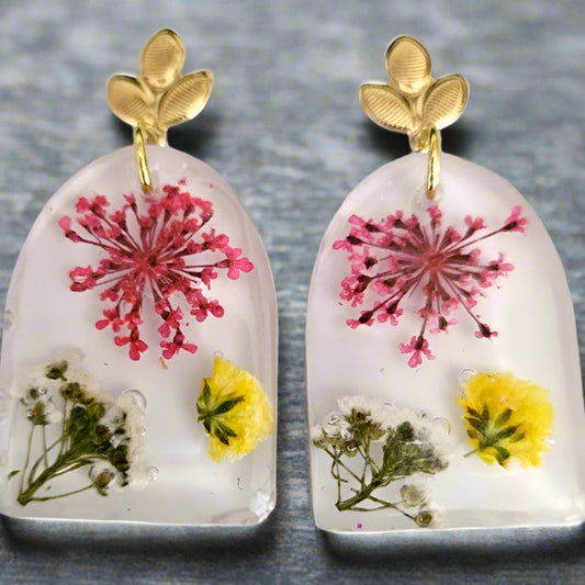 BOTANICAL Arch STUD Earrings - PINK FIREWORK