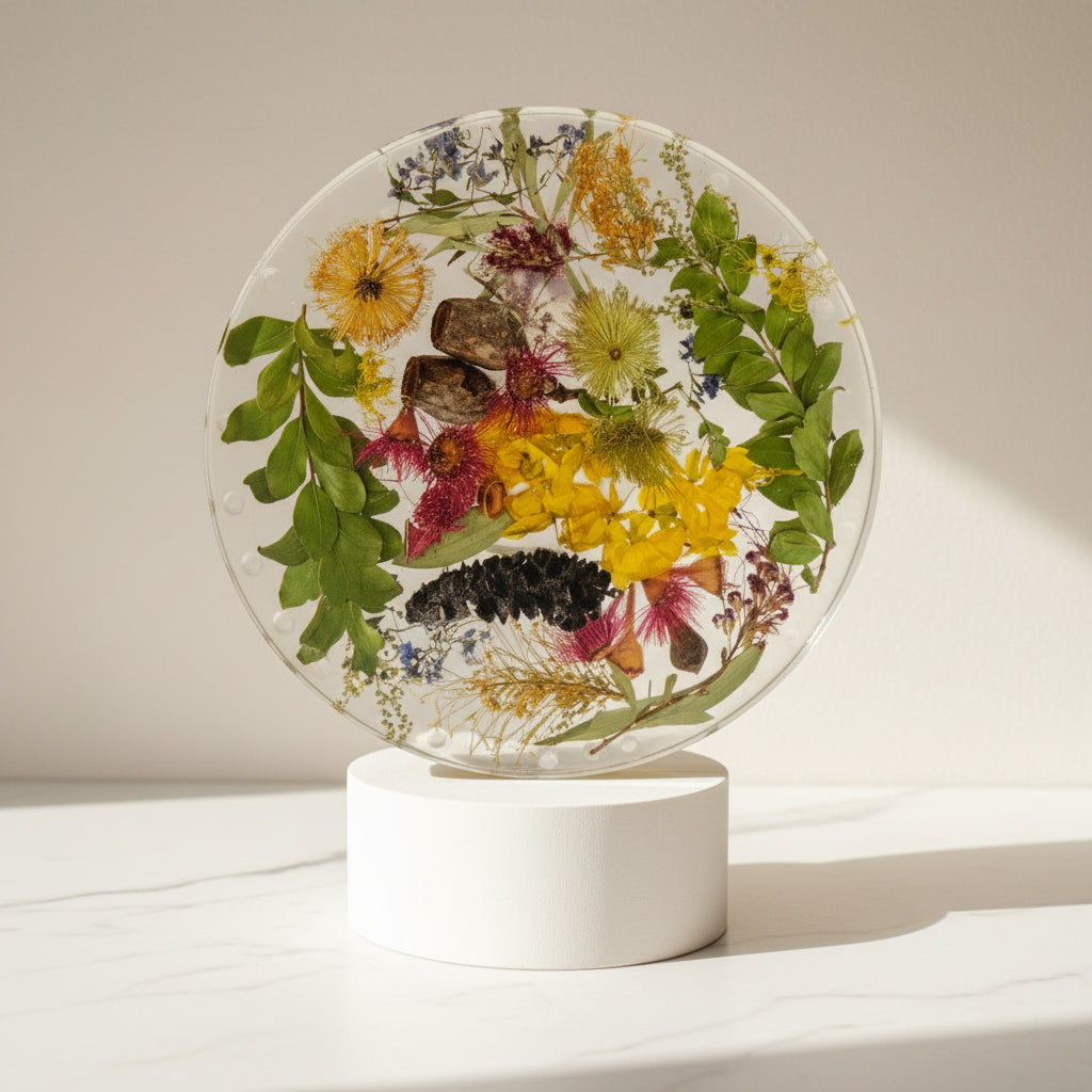 30 cm Botanical Table Centrepiece — Australian Native Resin Art  - Forever Blooms Collection