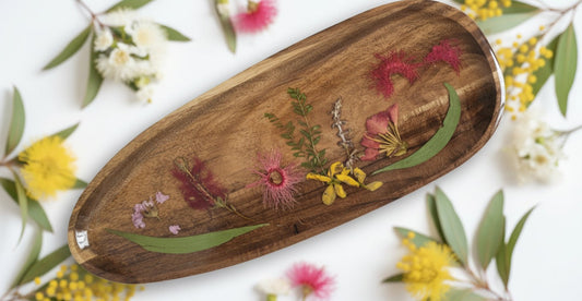 Australian Native Flora  -Acacia Wood Platters - 35cm x 14cm