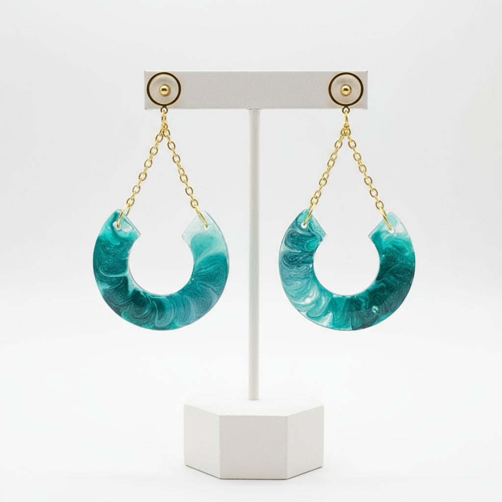 BAYOU - 3/4 Circle Stud Earrings with Chain