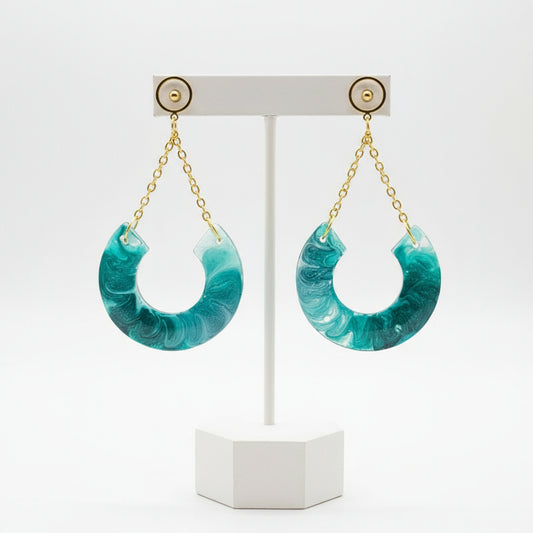 BAYOU - 3/4 Circle Stud Earrings with Chain