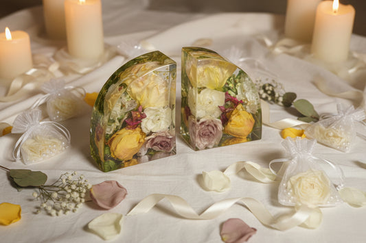 Ever After Blooms - Bridal Resin Bookends