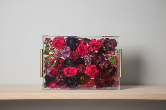 Ever After Blooms - Bridal Bouquet Resin Tray With Gold Handles
