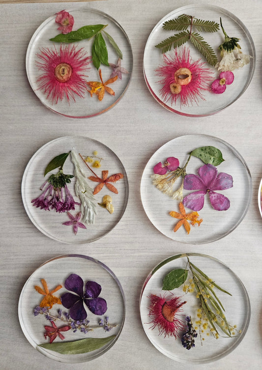AUSTRALIAN NATIVE FLOWER COASTERS - Set of 4
