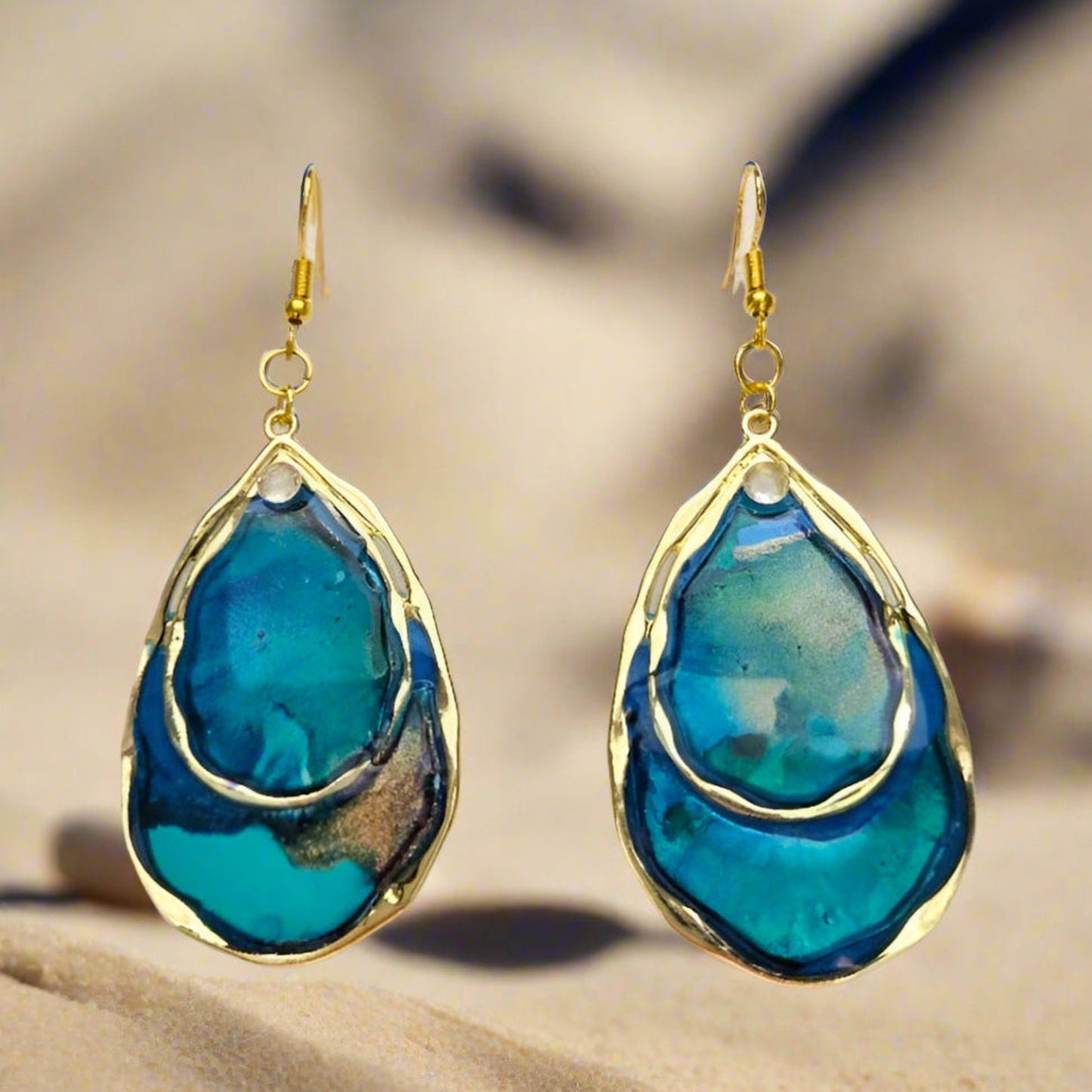 Teardrop Dangle Earrings - CORAL REEF