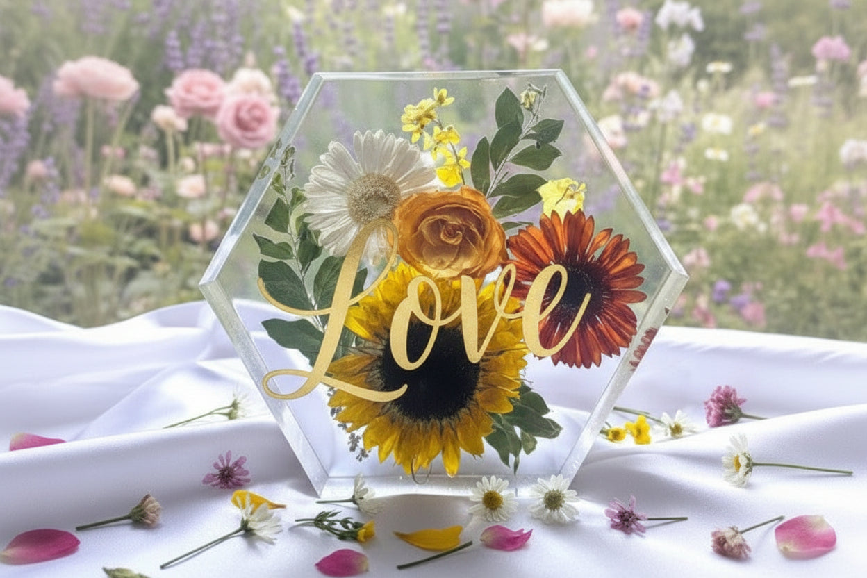 EVER AFTER BLOOMS: Custom Resin Keepsakes - HEXAGON