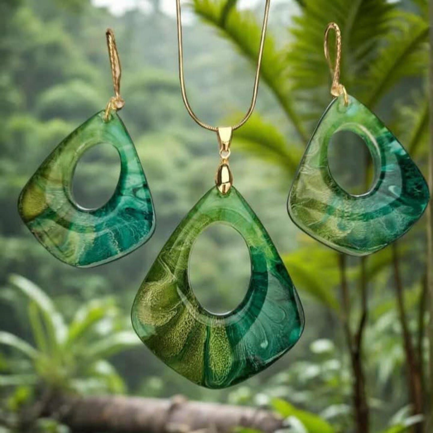 ABSTRACT Pendant and Earring Set - VERDANT