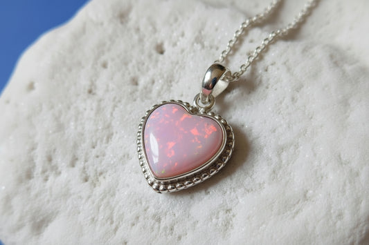 Forever Yours Beaded Heart Pendant in sterling silver