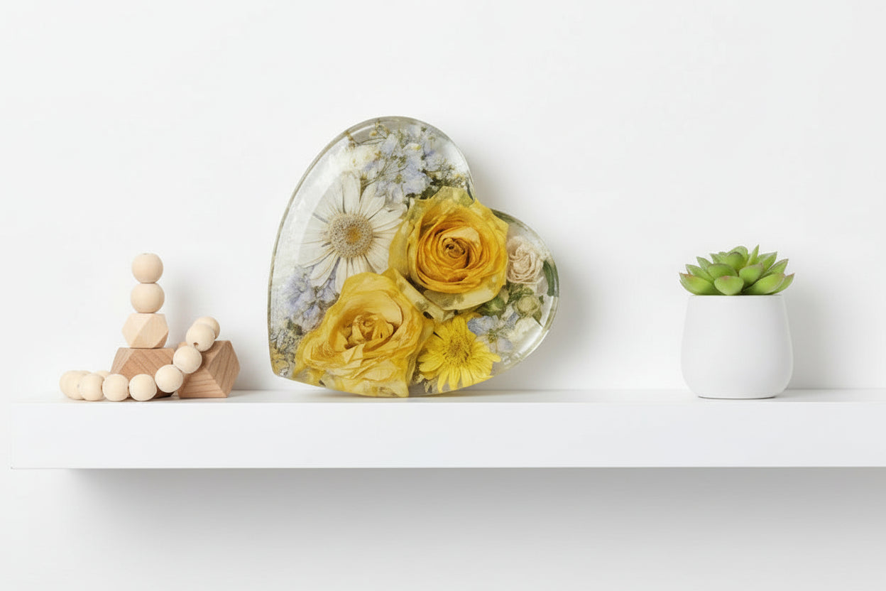 FOREVER BLOOMS HEART - CUSTOM ORDER Resin Keepsakes -  Heart