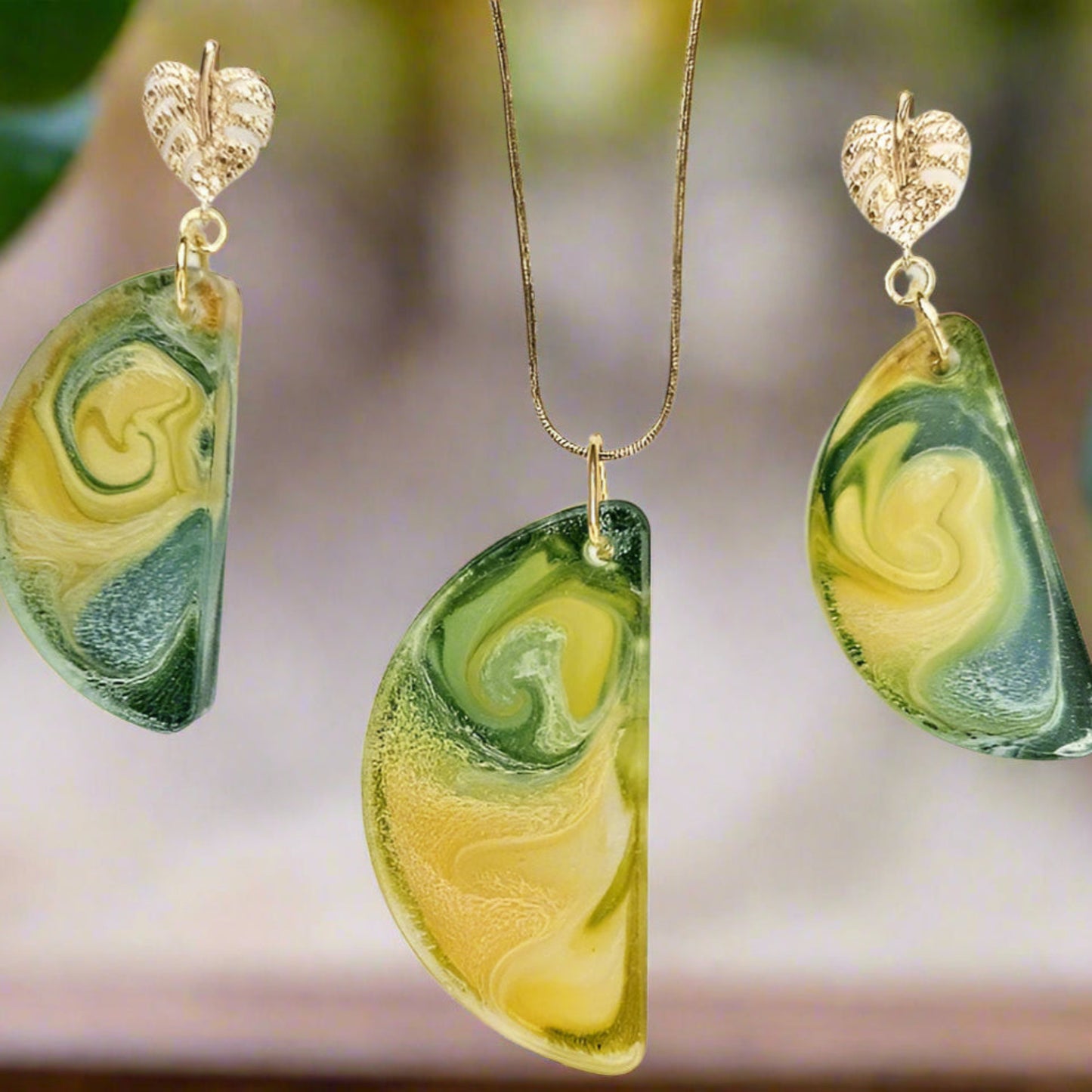 Lemon Lime Slice Pendant & Earring Set