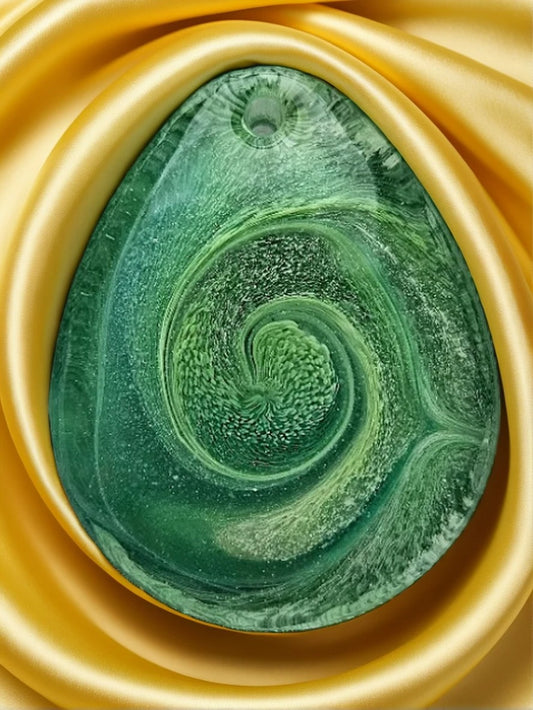 CUSTOMISABLE Teardrop Resin Petrie Cabachon Pendant- Lime Green