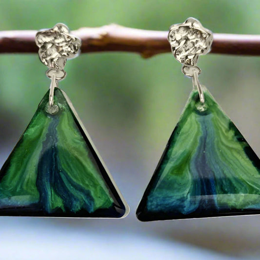 Triangle Cabachon Earrings - MOUNTAIN STREAM