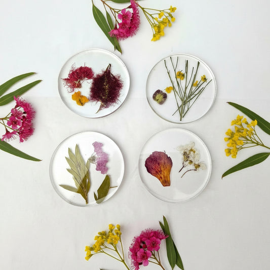 AUSTRALIAN NATIVE FLOWER COASTERS - Set of 4
