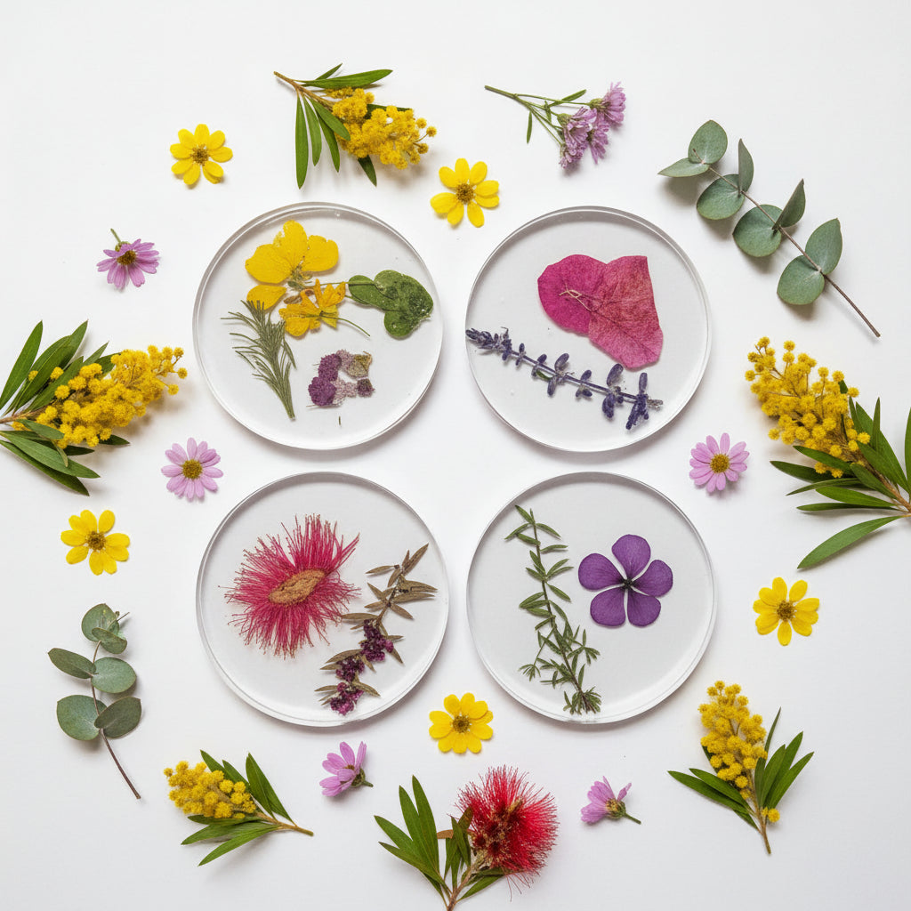 AUSTRALIAN NATIVE FLOWER COASTERS - Set of 4