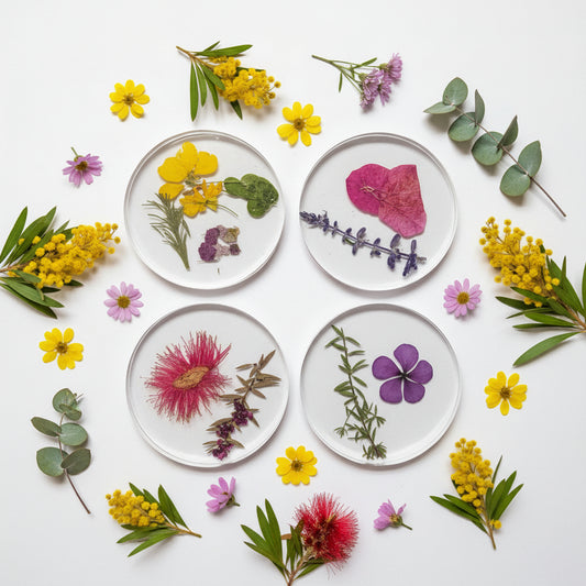 AUSTRALIAN NATIVE FLOWER COASTERS - Set of 4