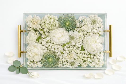 EVER AFTER BLOOMS - Bridal Bouquet Resin Tray with Gold Handles