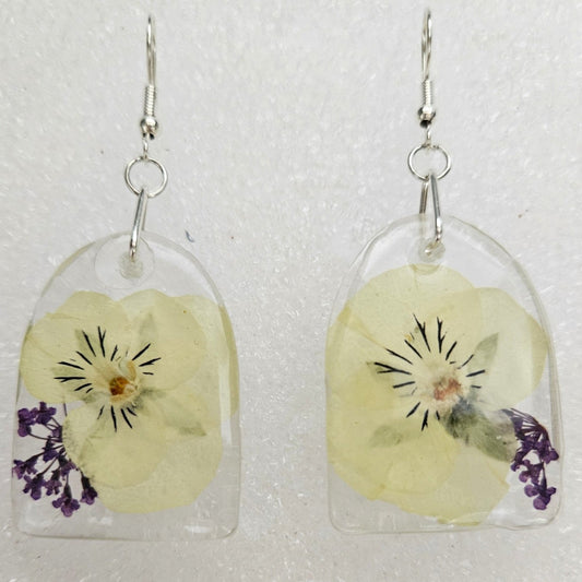 Arch Shaped Botanical Earrings - YELLOW PANSY