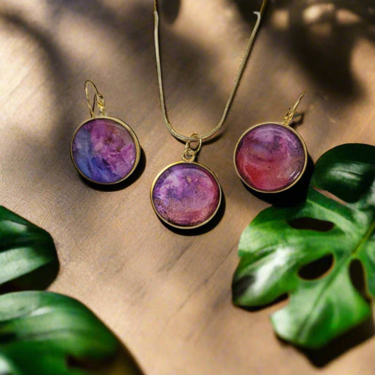 Round Pendant and Earrings Set - MYSTIC