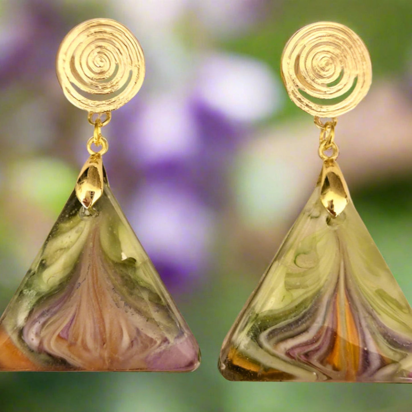 Triangle Cabachon Earrings - WISTERIA