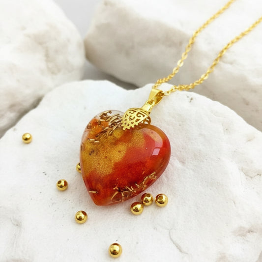 FESTIVE FIRE Heart Shaped Cabachon Pendant