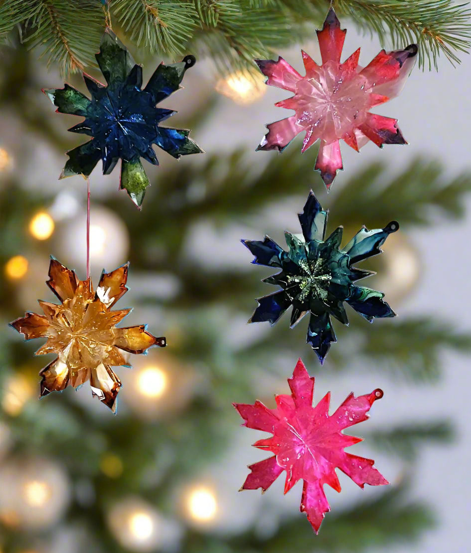 LUSTRE RESIN SNOWFLAKE Tree Ornaments- Set of 5