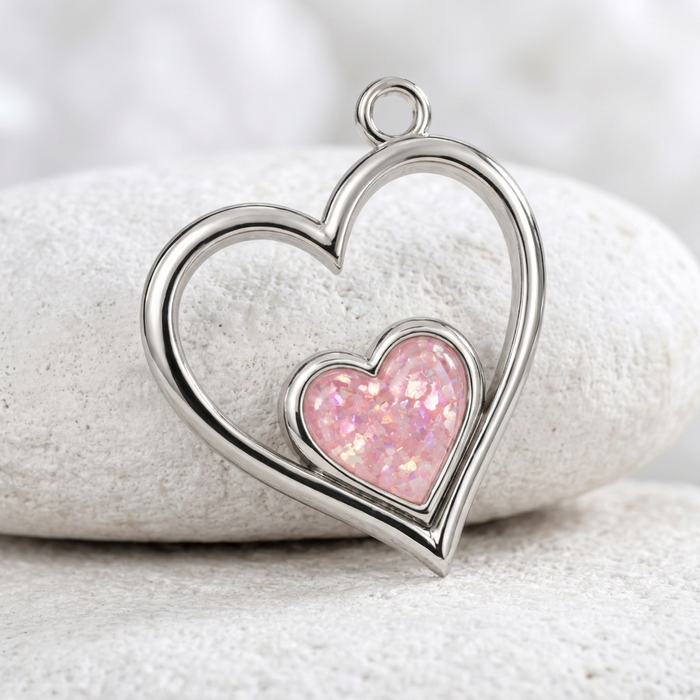 Heart to Heart on matte white natural stone