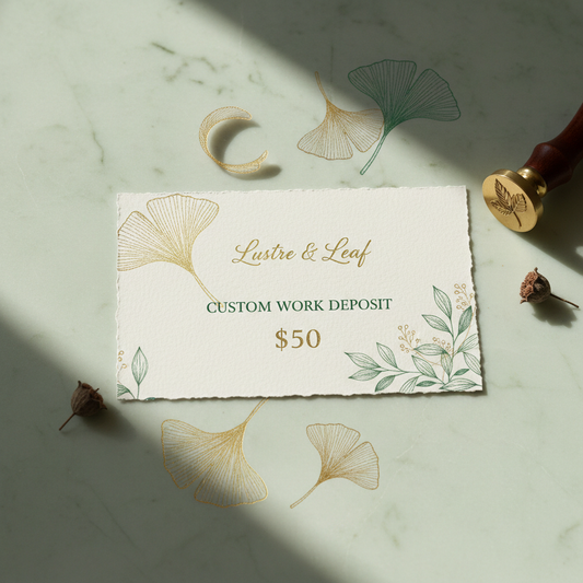 Custom Work Deposit graphic for Lustre & Leaf