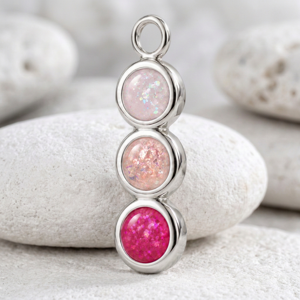 Pink Trio on matte white natural stone