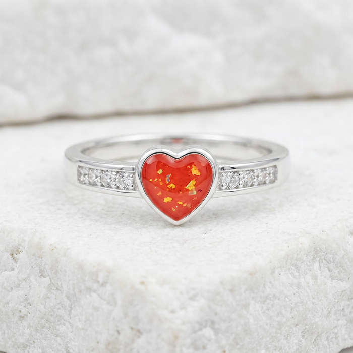 Revised Sunset heart ring mock-up on white stone