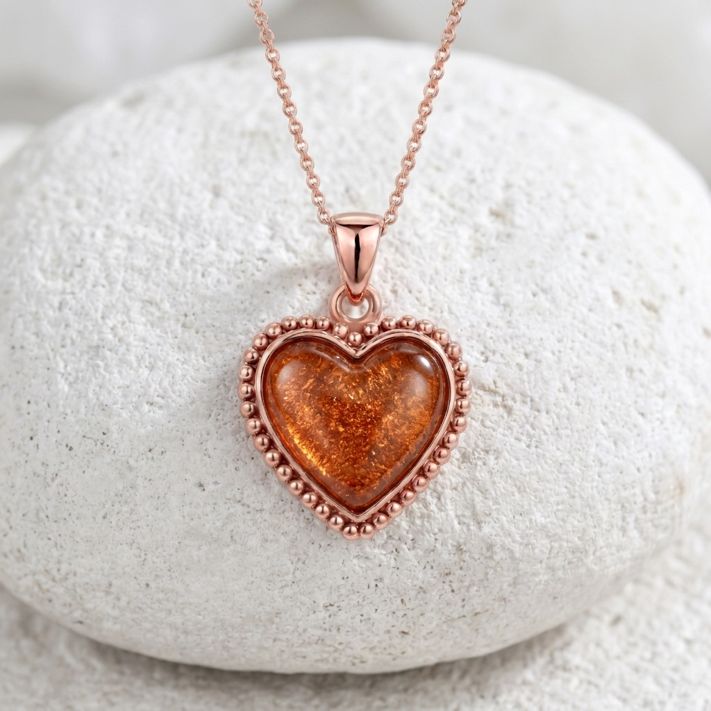 Rose-gold Beaded Heart in Copper Glow
