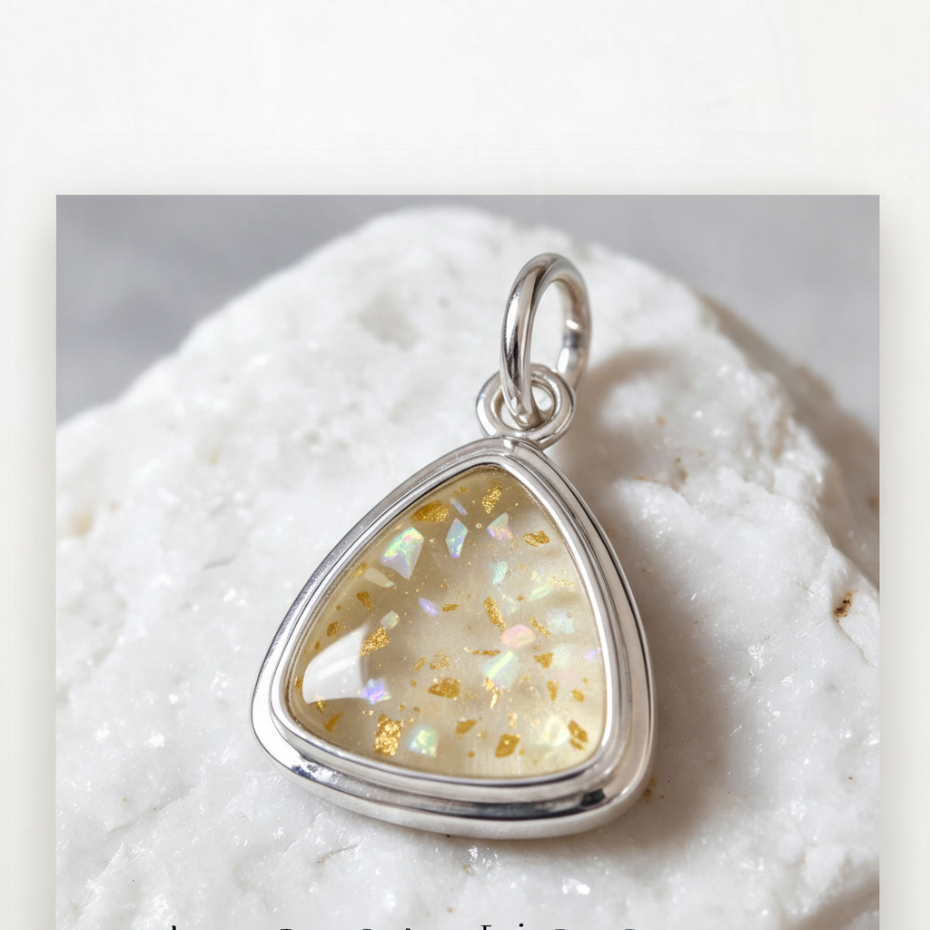 Translucent Lemon Sorbet triangular pendant with visible flecks